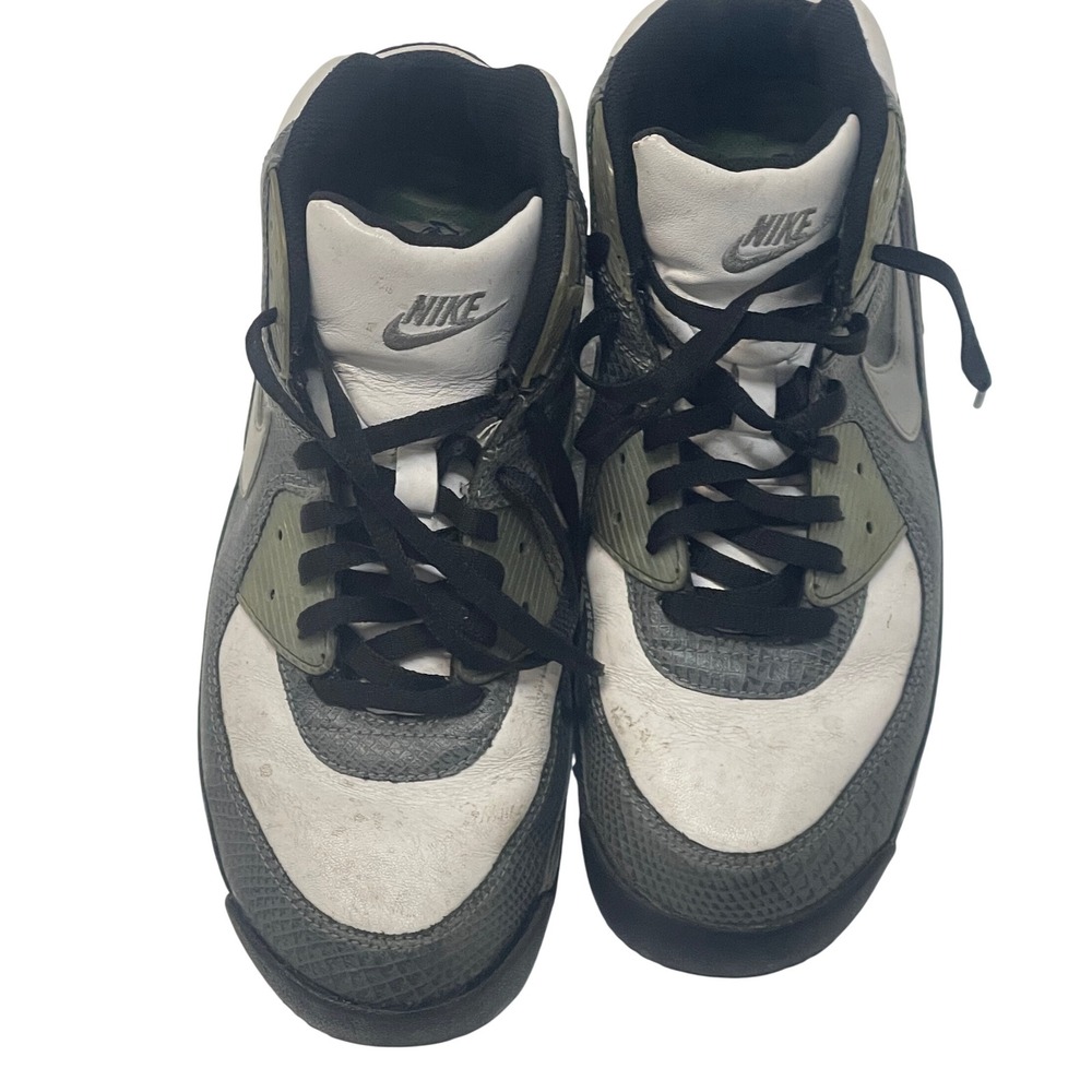 Nike‎ Air Max 90 Mens Size 9 Shoes Gray White Black Leather Sneakers 316339 101